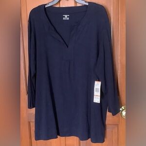 NWT Jones New York Sport Woman 3X Navy Blue 3/4 sleeve top